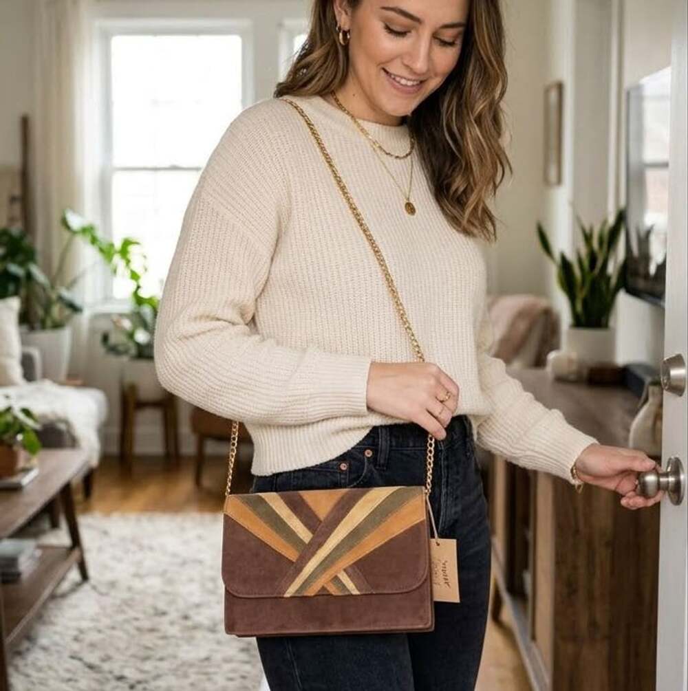 Bag Bellini  Style Jackson Suede NWT Crossover Clutch Purse Vintage